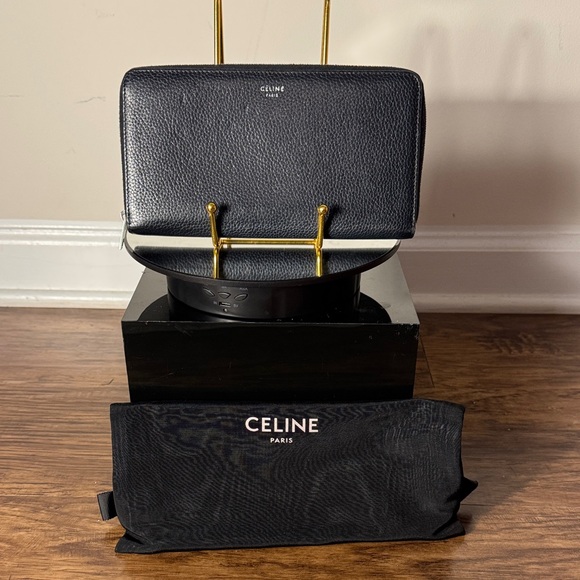 Celine Handbags - Celine Midnight Black Zip Wallet